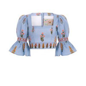 Agua Bendita Violeta Dahlia Linen Cropped Top NWT